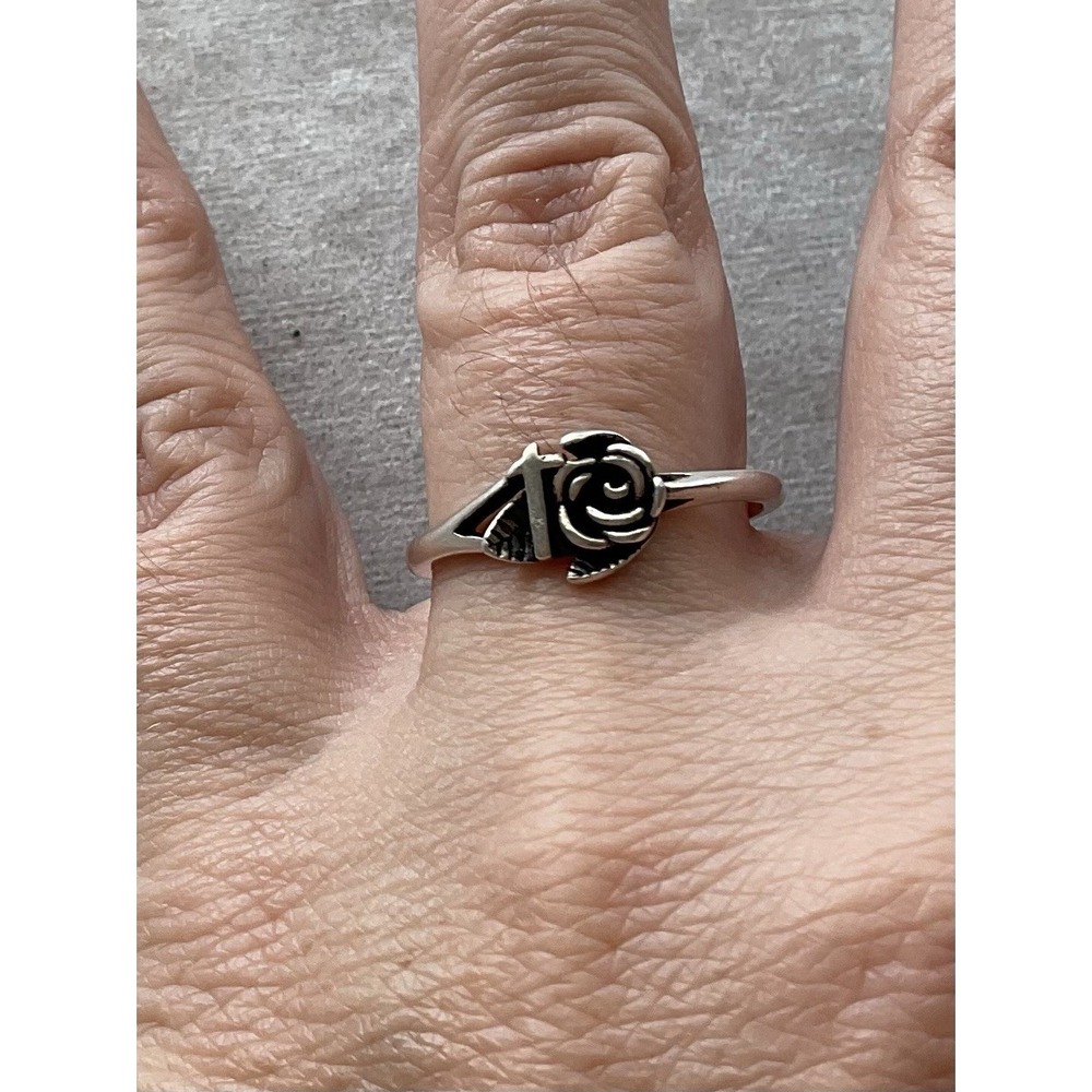 Vintage 925 Sterling Silver Rose & Cross Ring Size 8.5 Estate Jewelry - Picture 5 of 7
